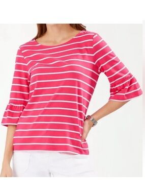 TOMMY BAHAMA One Wave or Another Pink & White Striped Top Size XS